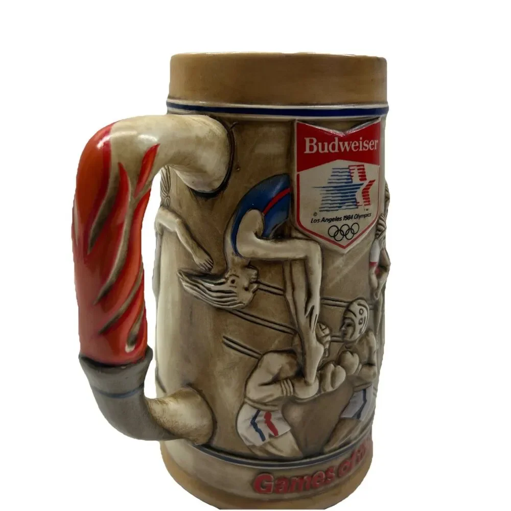 Vintage LA‎ Budweiser Olympic Beer Stein/Mug 1984 Los Angeles Olympics Ceramarte